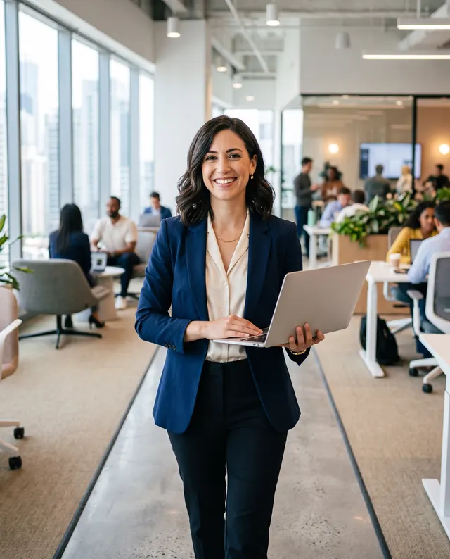 An HR manager in a bright modern office